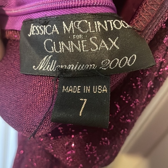 Jessica McClintock Gunne Sax millennium 2000 purple sparkly halter dress Size 7 - Picture 8 of 9